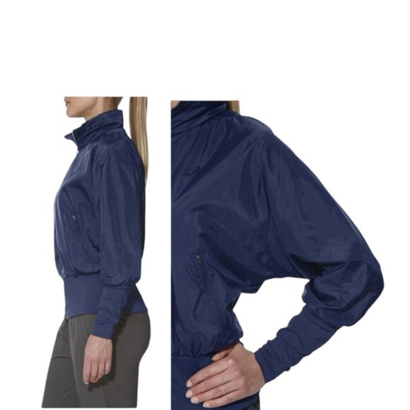 ASICS Floral Lightweight GPX Packable Hood Jacket Run Pocket Full Zip Stretch XS - Picture 8 of 16